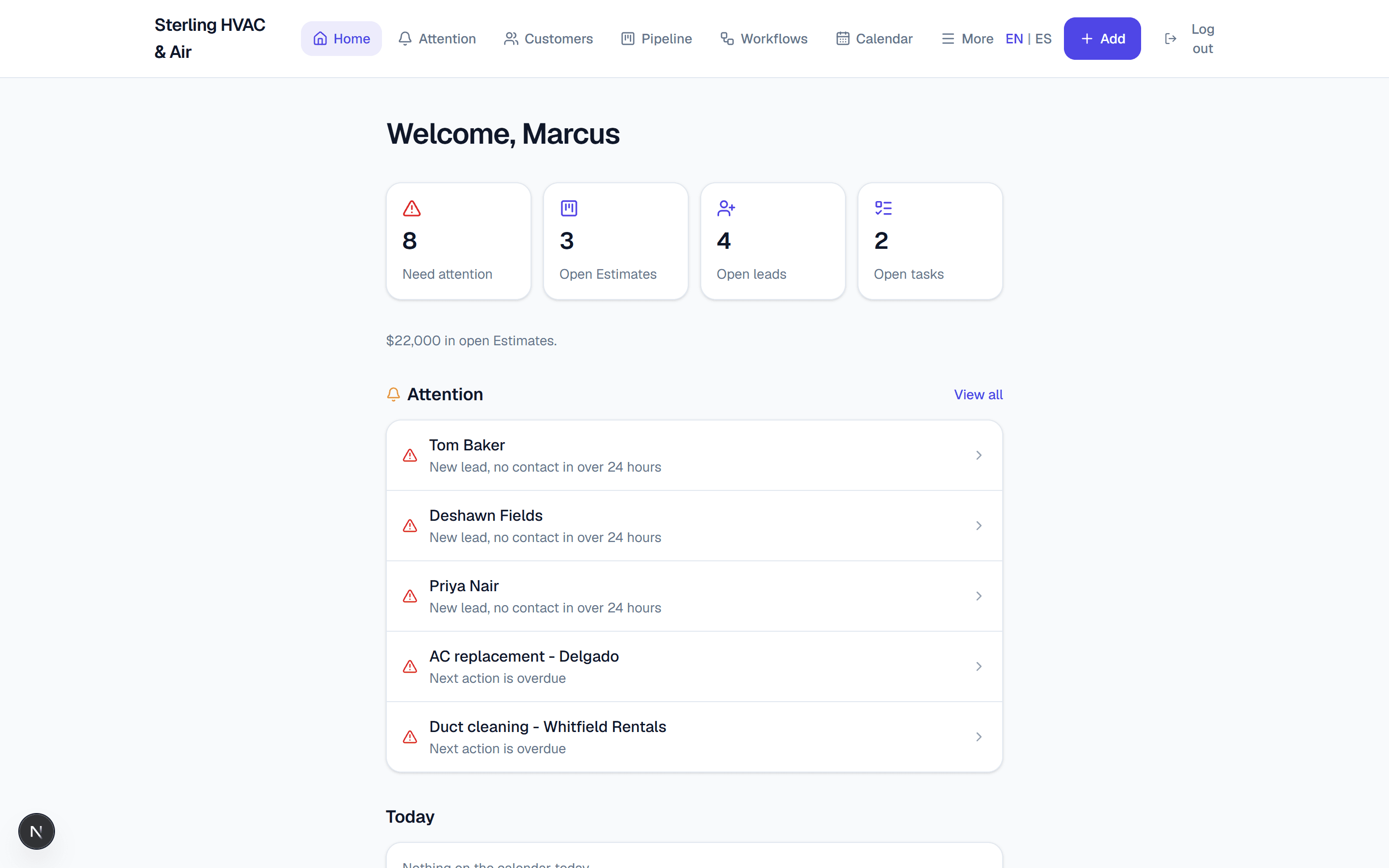 Attenli dashboard